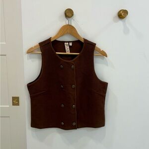 Anthropologie Brown Button-Front Sleeveless Vest
